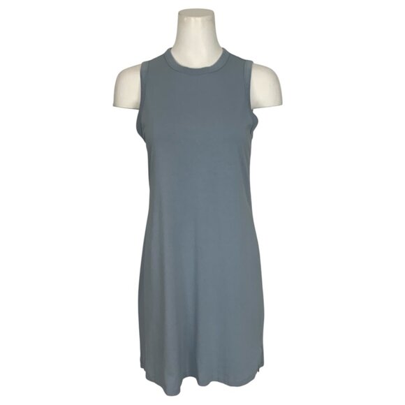 Lululemon Classic Fit Cotton Blend Dress 6 Silver Blue Mini Sleeveless Crewneck - Picture 1 of 13